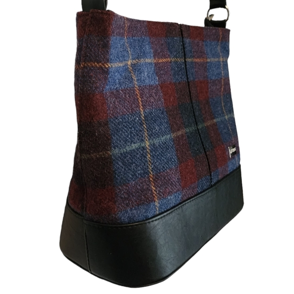 EUC Mucros Made in Ireland Plaid Wool and Leather Crossbody Shoulder Bag - Picture 5 of 11